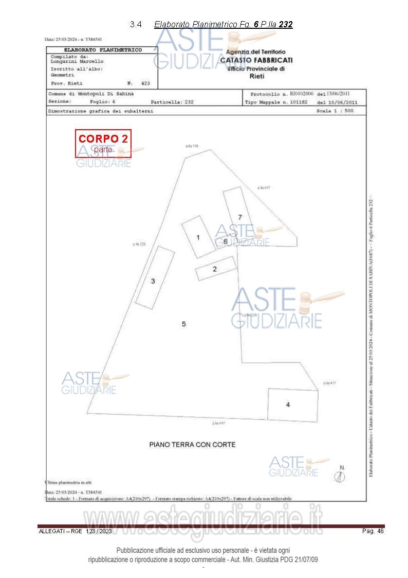 Planimetria del bene