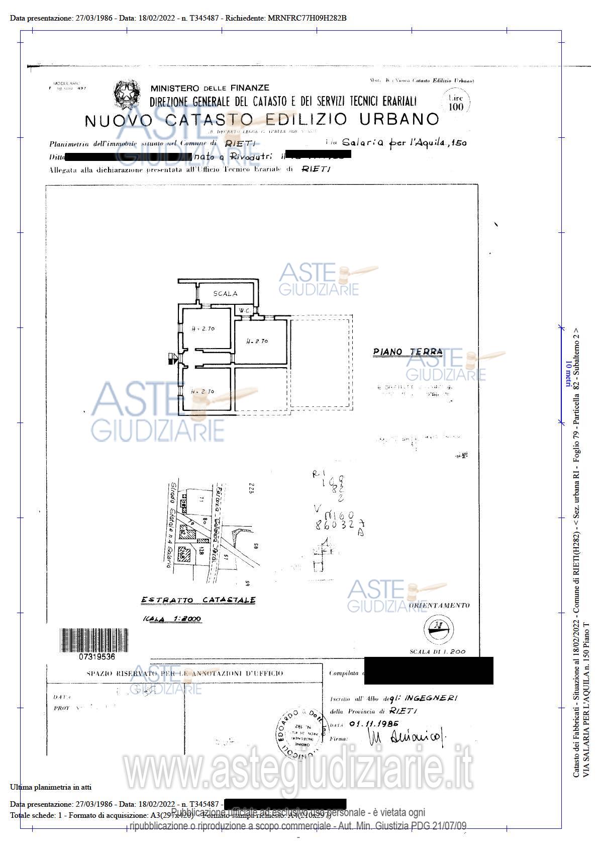 Planimetria del bene