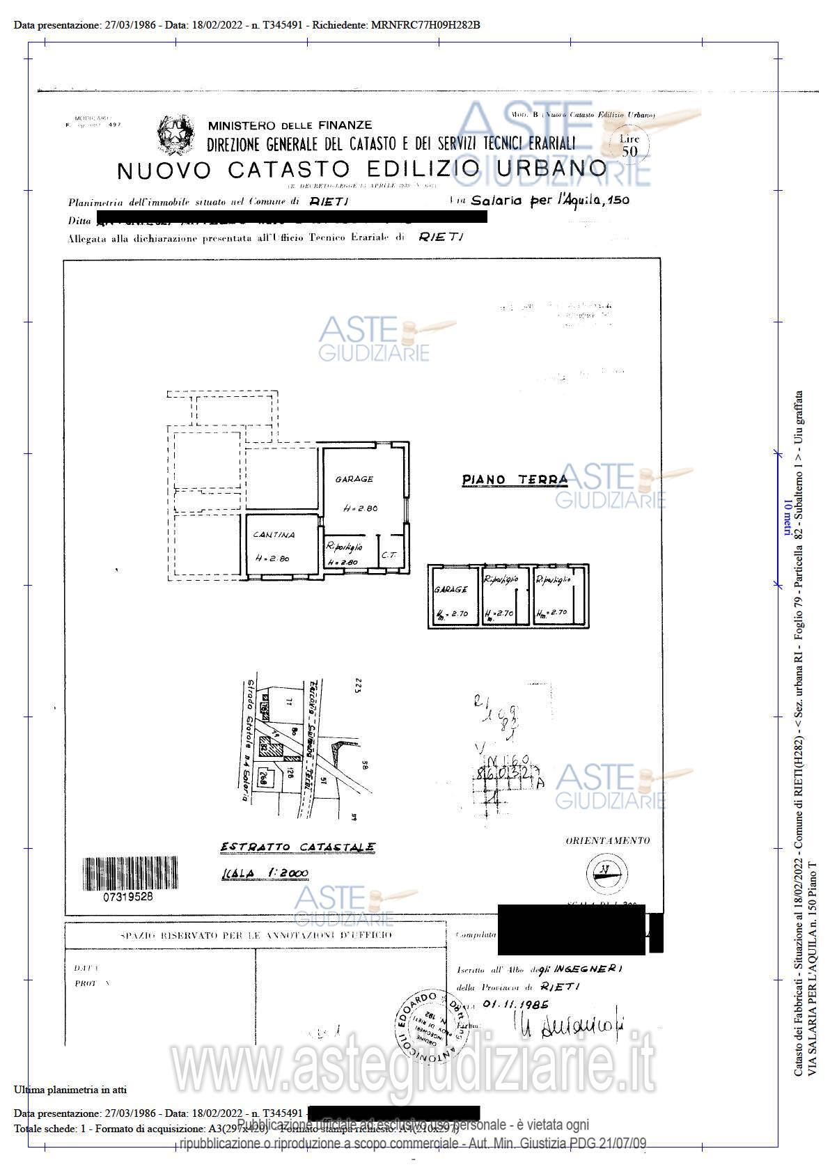 Planimetria del bene
