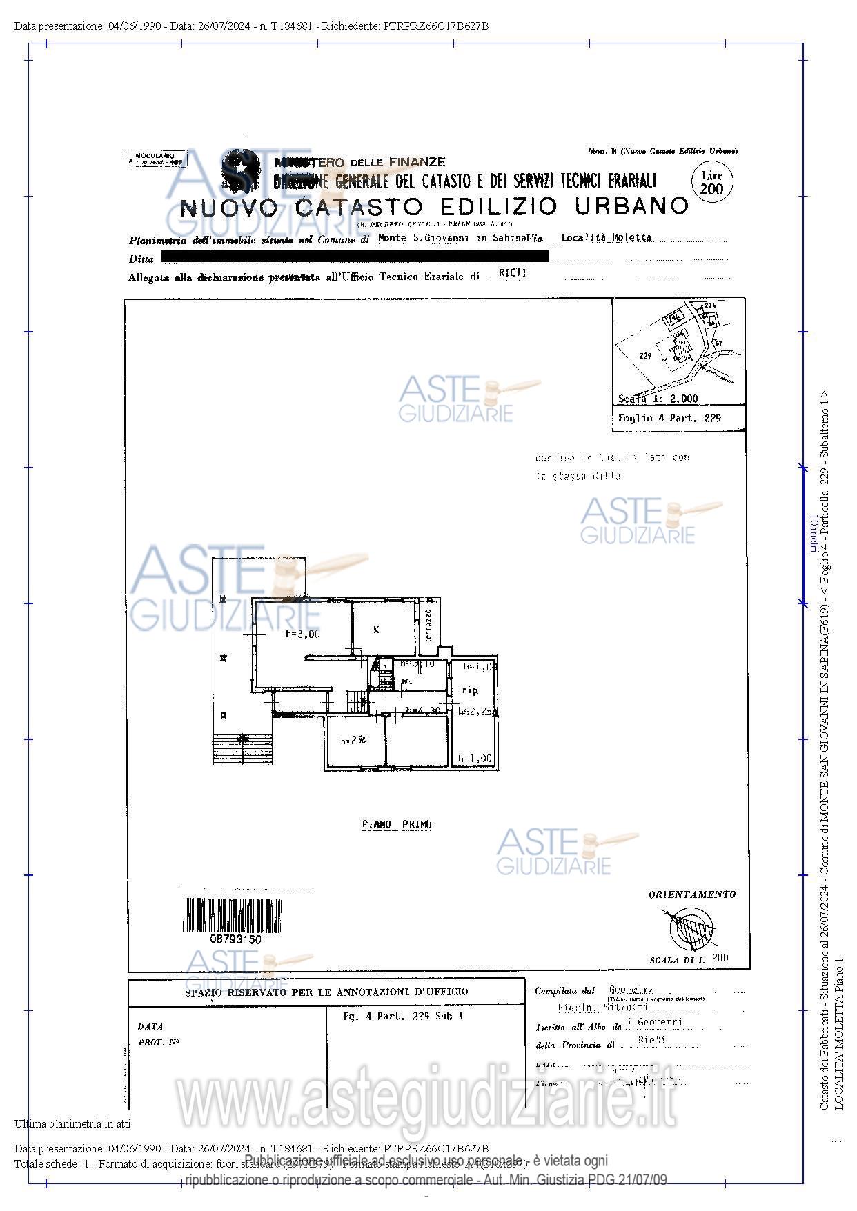 Planimetria del bene