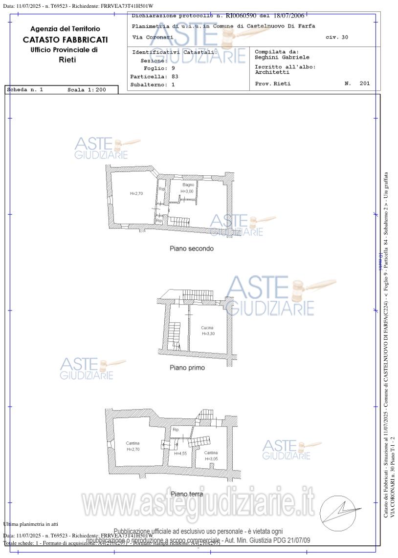Planimetria del bene