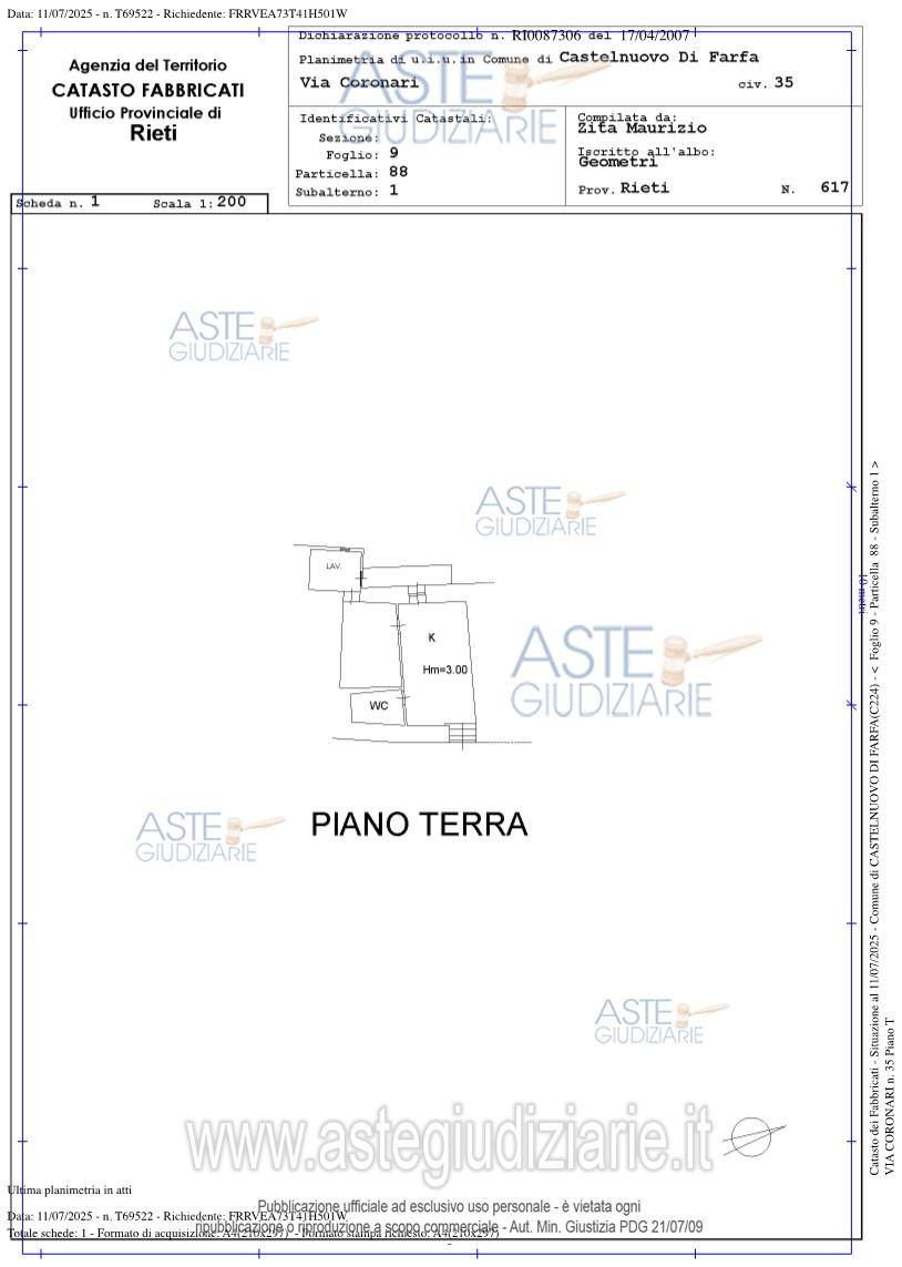 Planimetria del bene