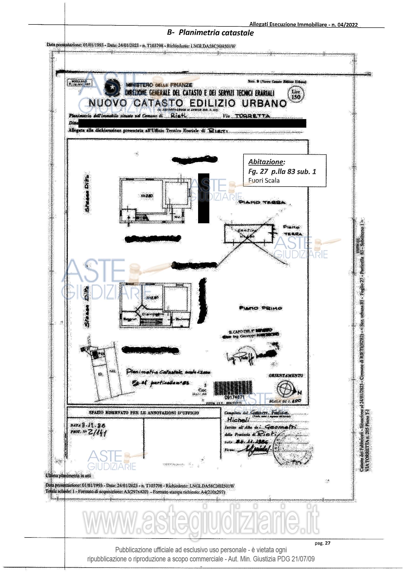 Planimetria del bene