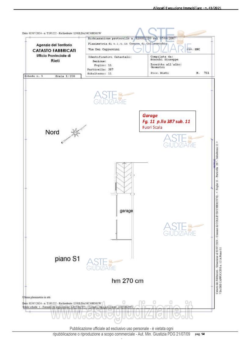 Planimetria del bene