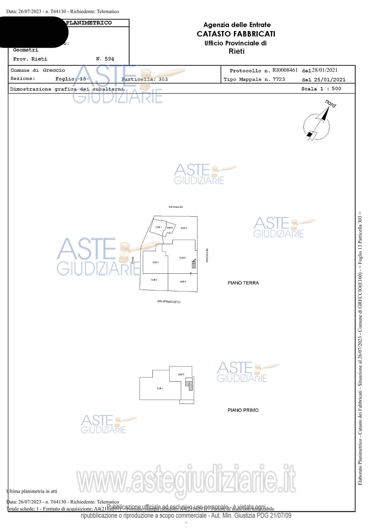 Planimetria del bene
