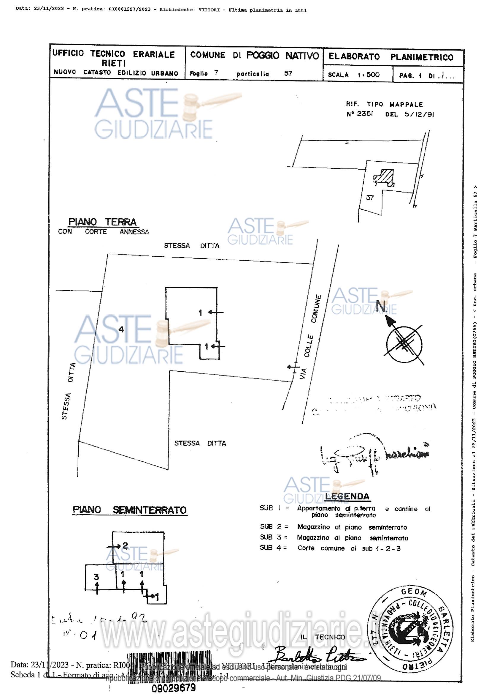 Planimetria del bene