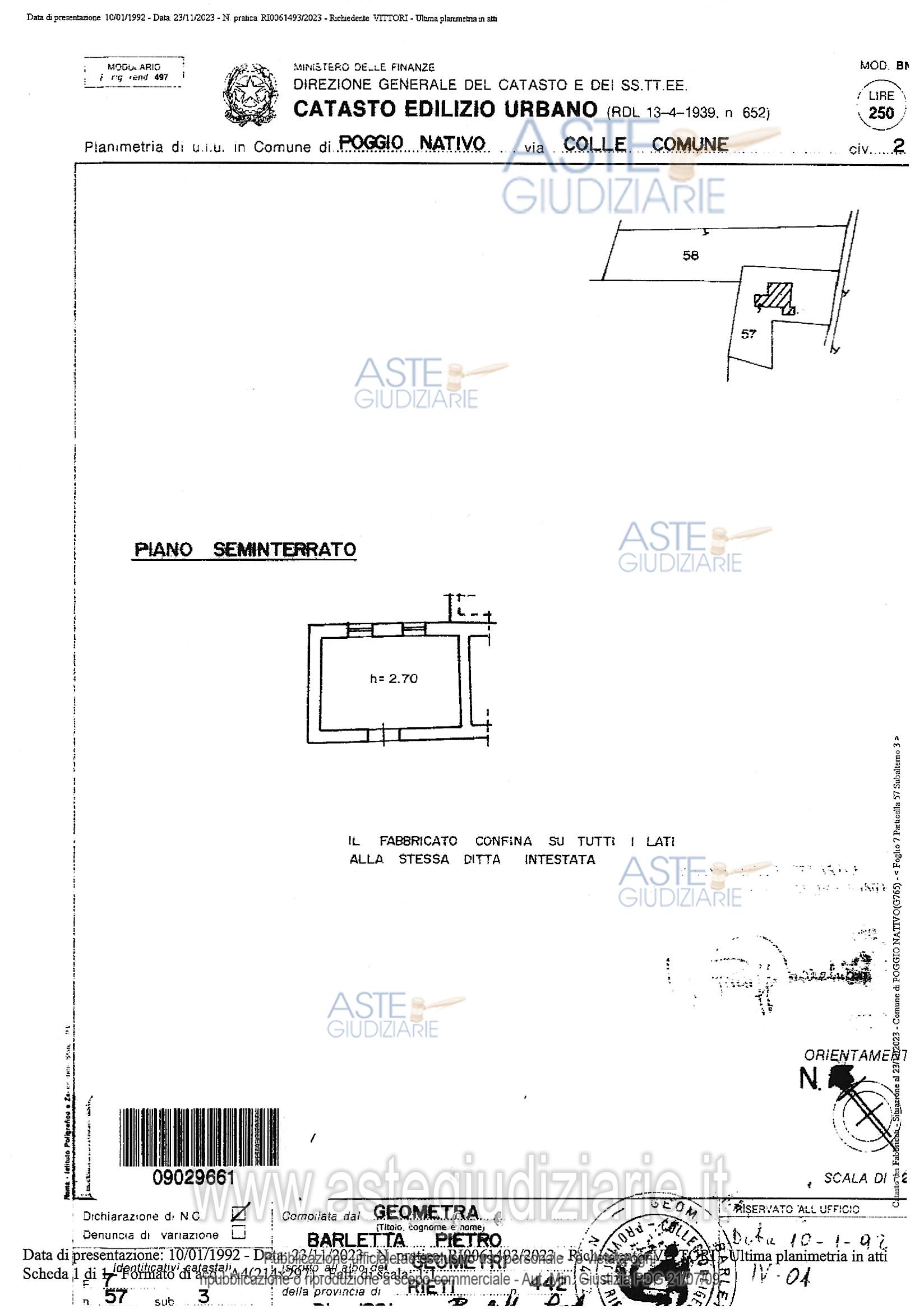 Planimetria del bene