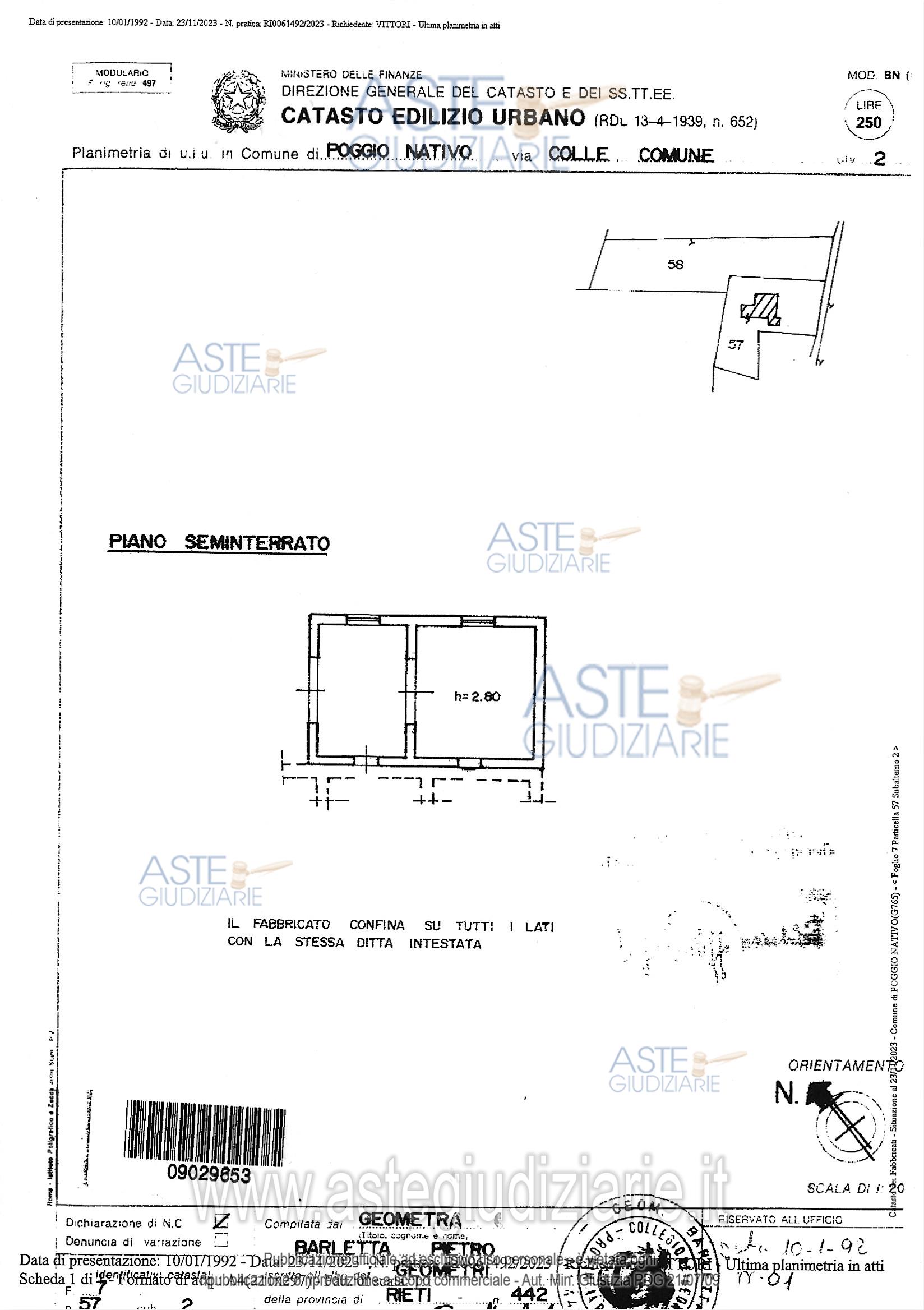 Planimetria del bene