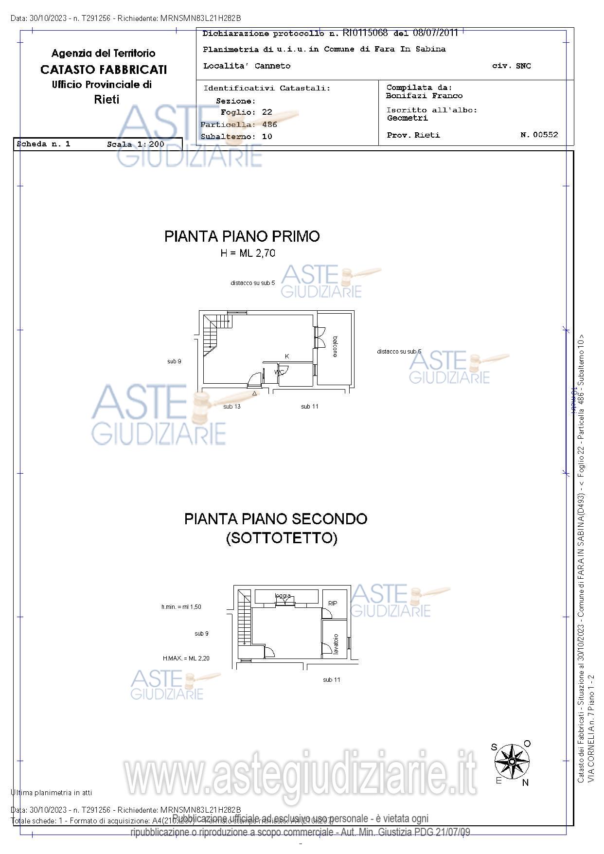 Planimetria del bene