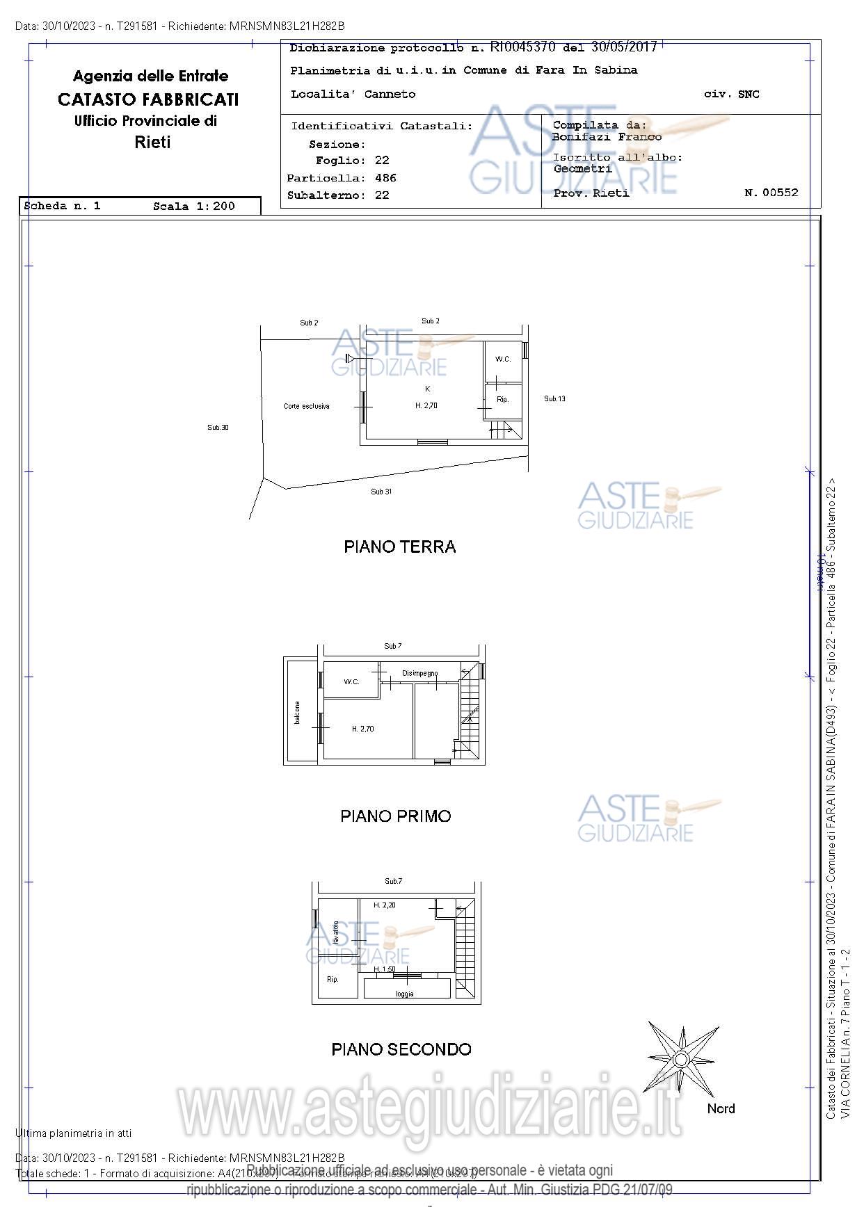 Planimetria del bene