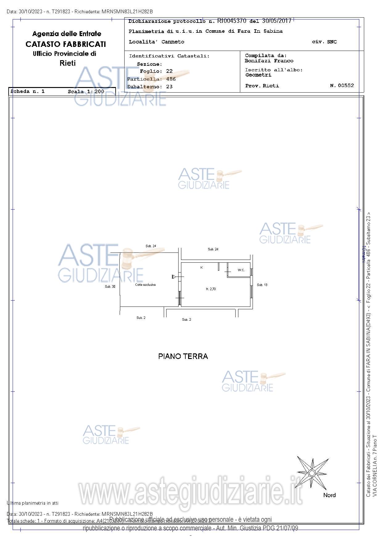 Planimetria del bene