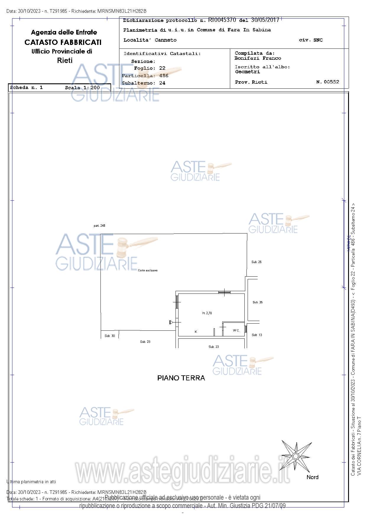 Planimetria del bene