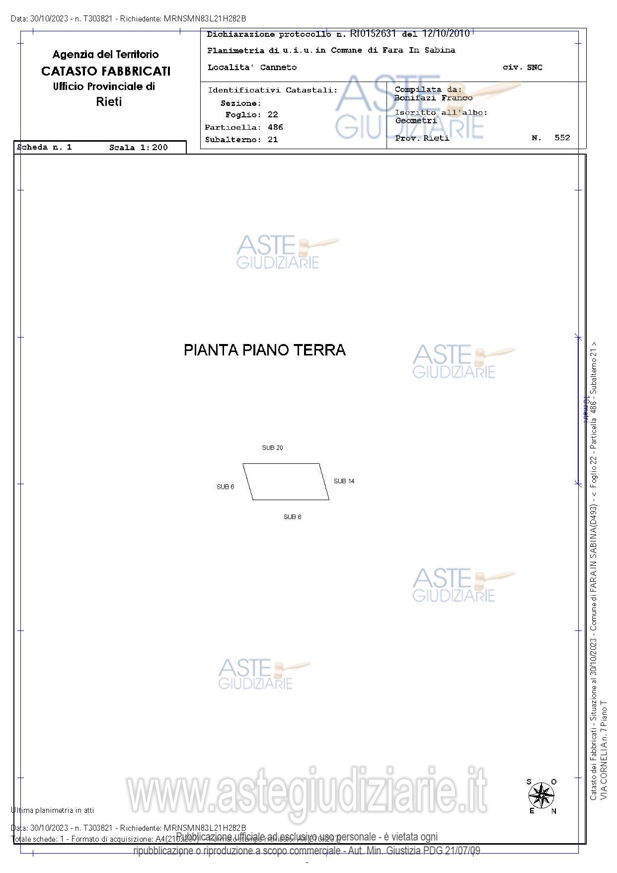 Planimetria del bene