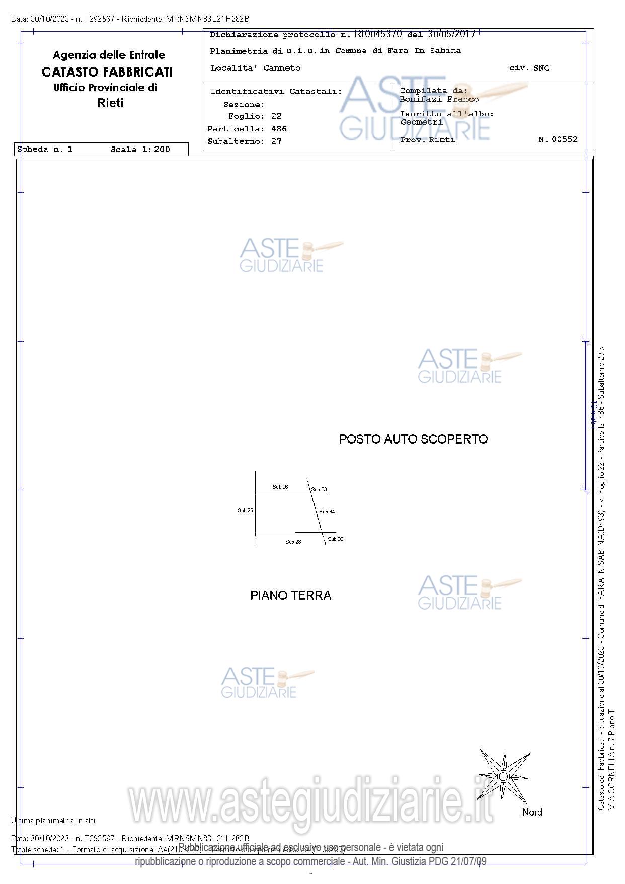 Planimetria del bene