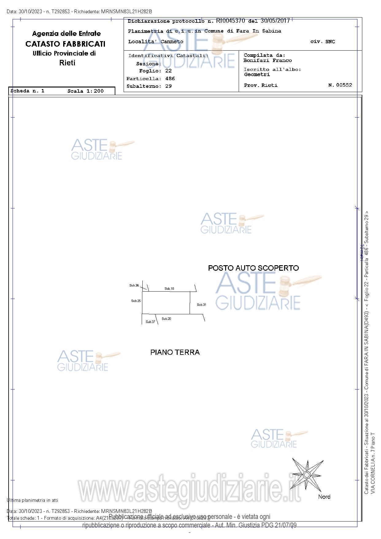 Planimetria del bene
