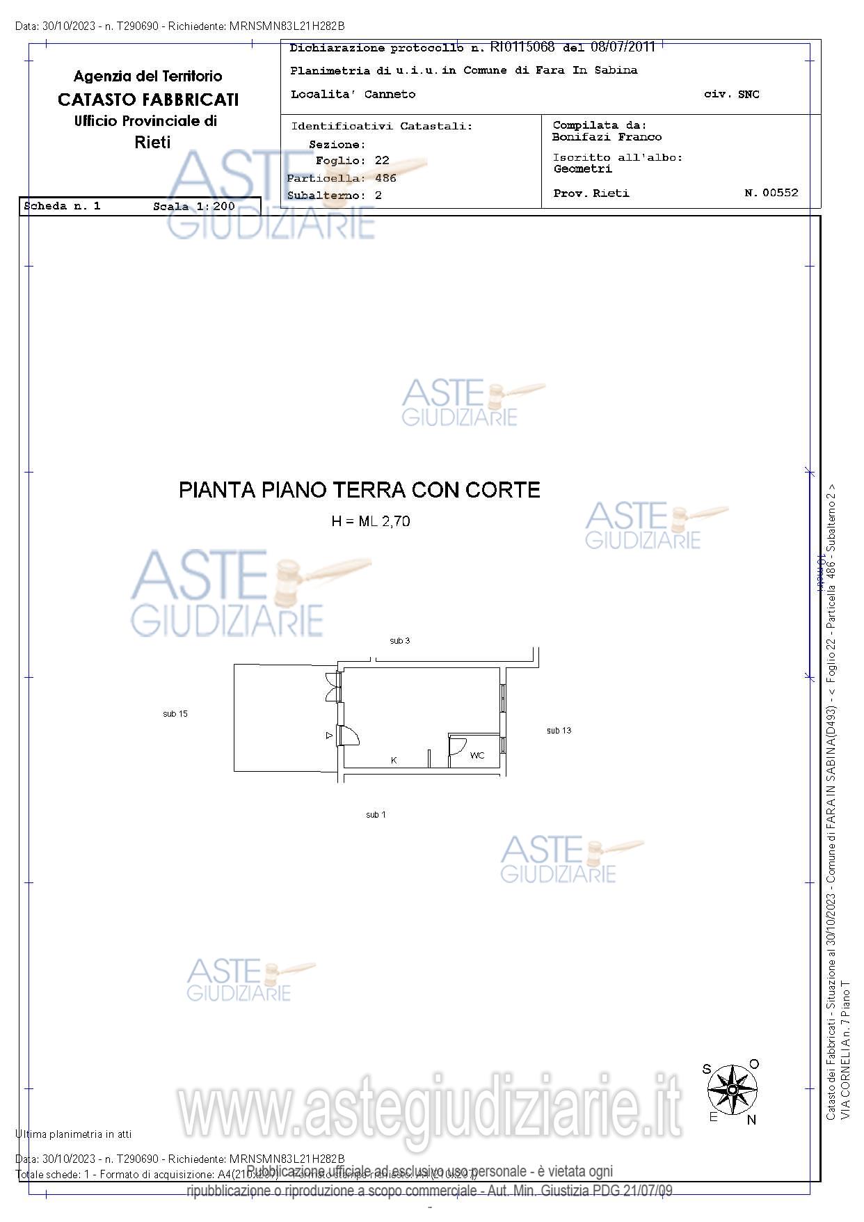 Planimetria del bene