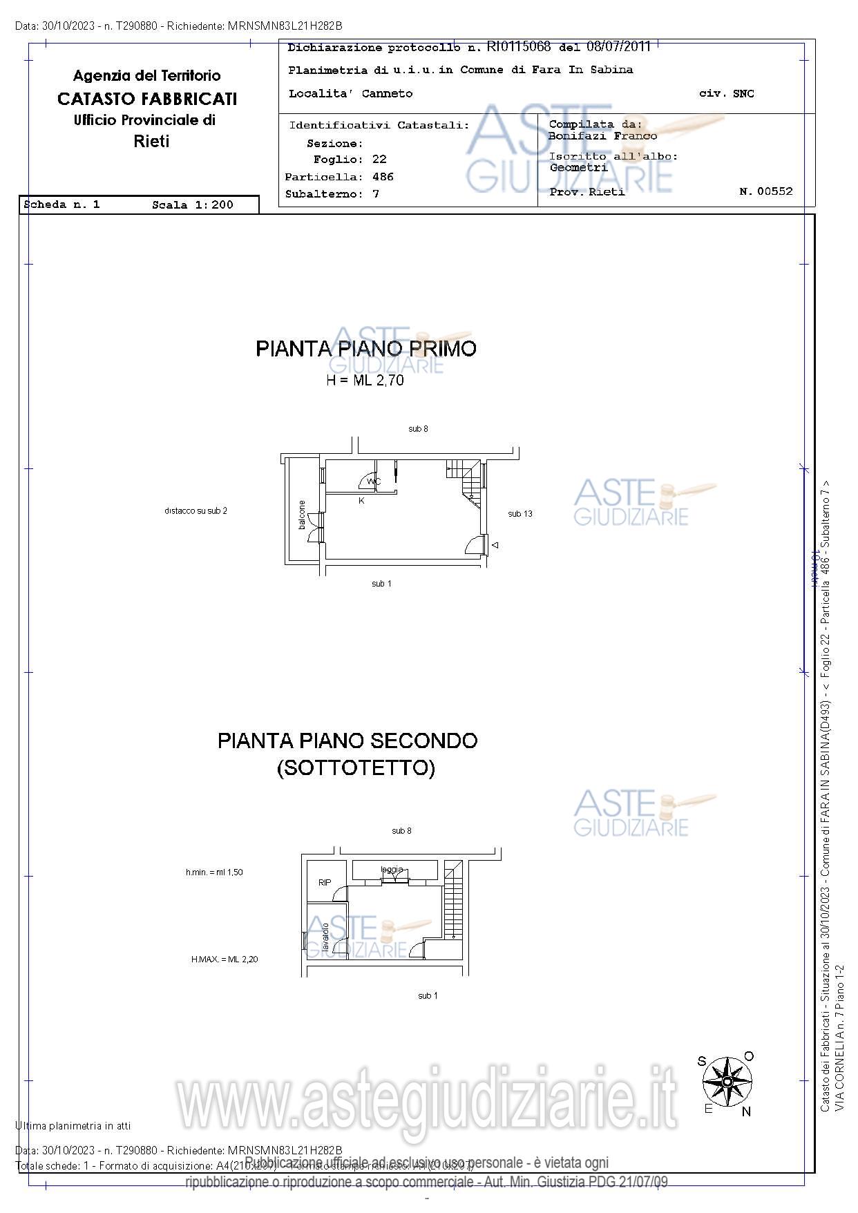 Planimetria del bene
