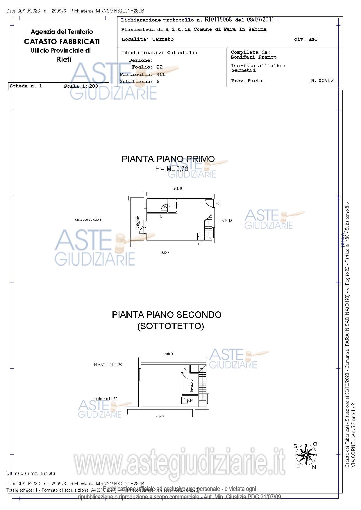 Planimetria del bene