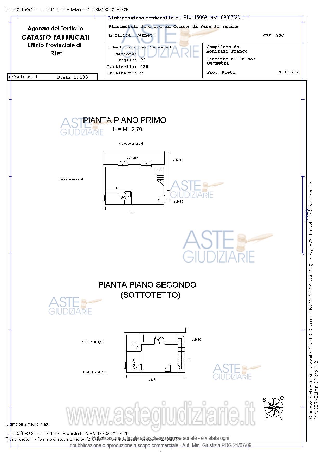 Planimetria del bene