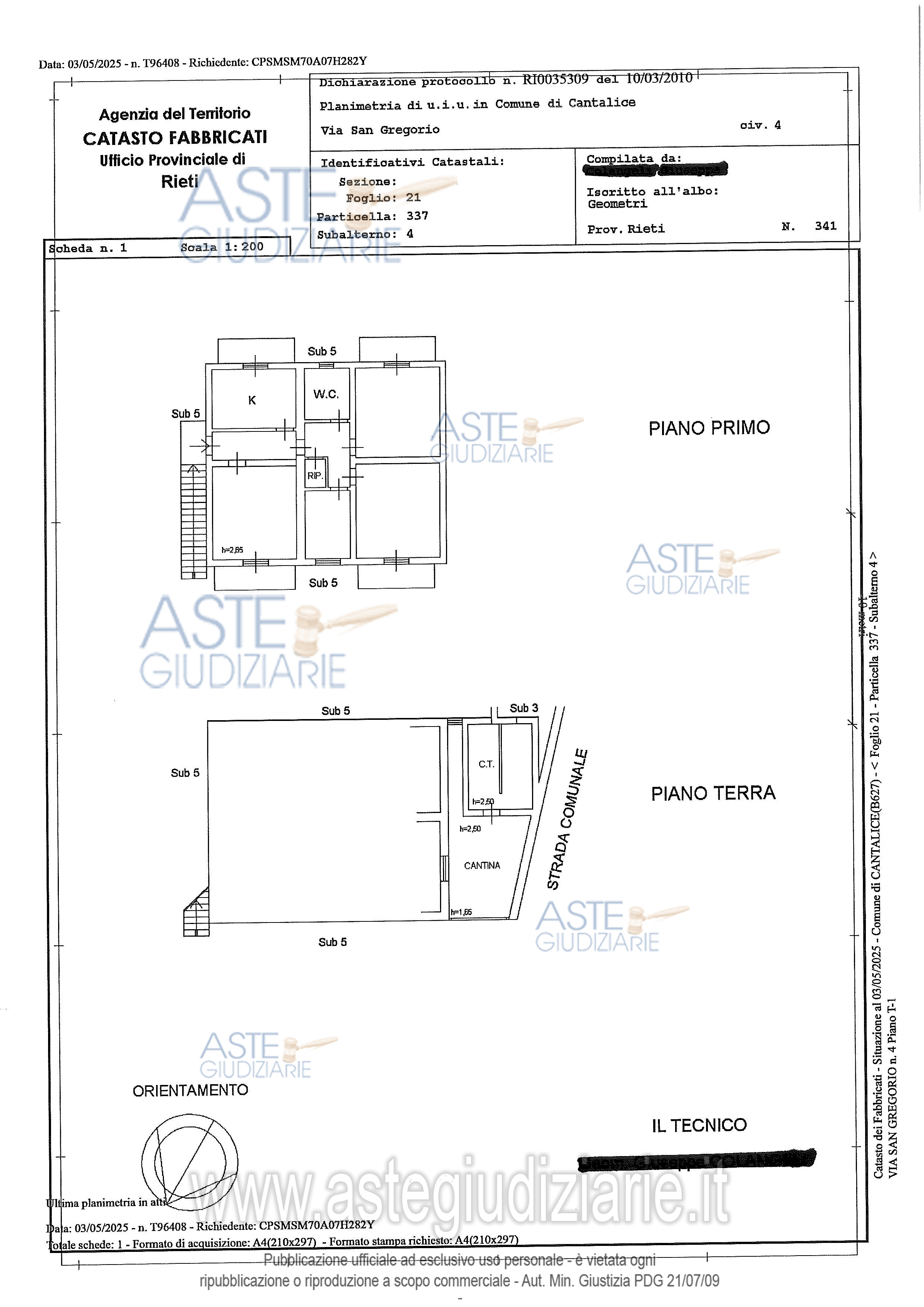 Planimetria del bene
