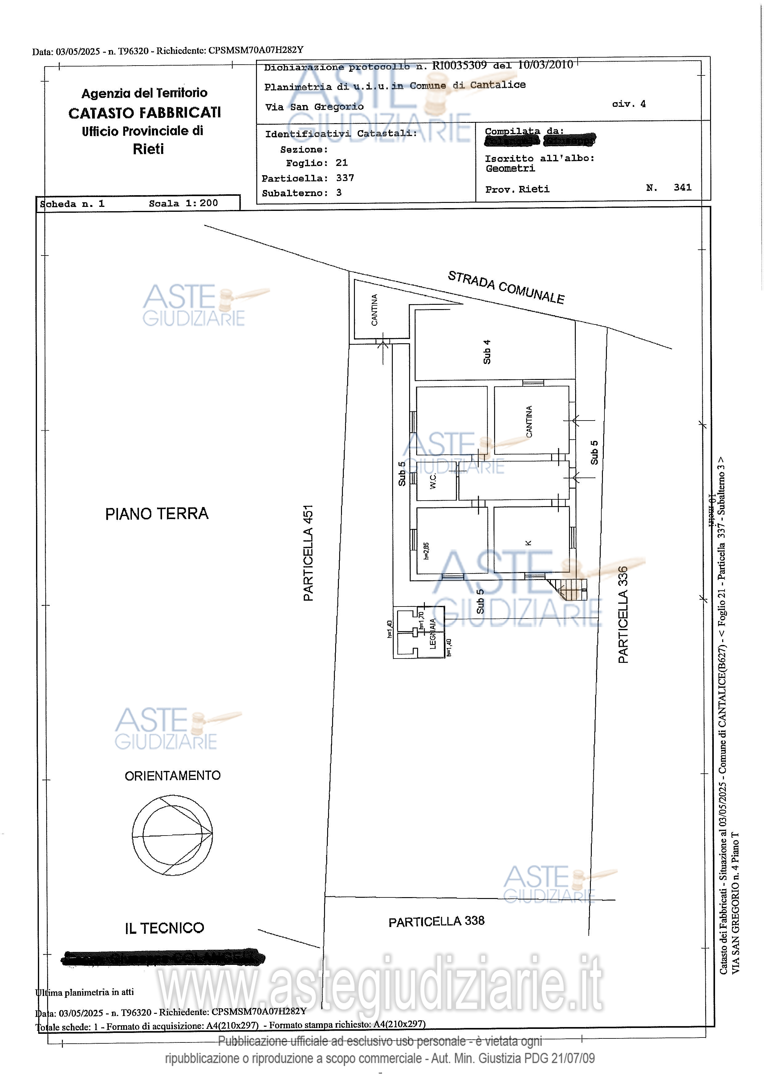 Planimetria del bene