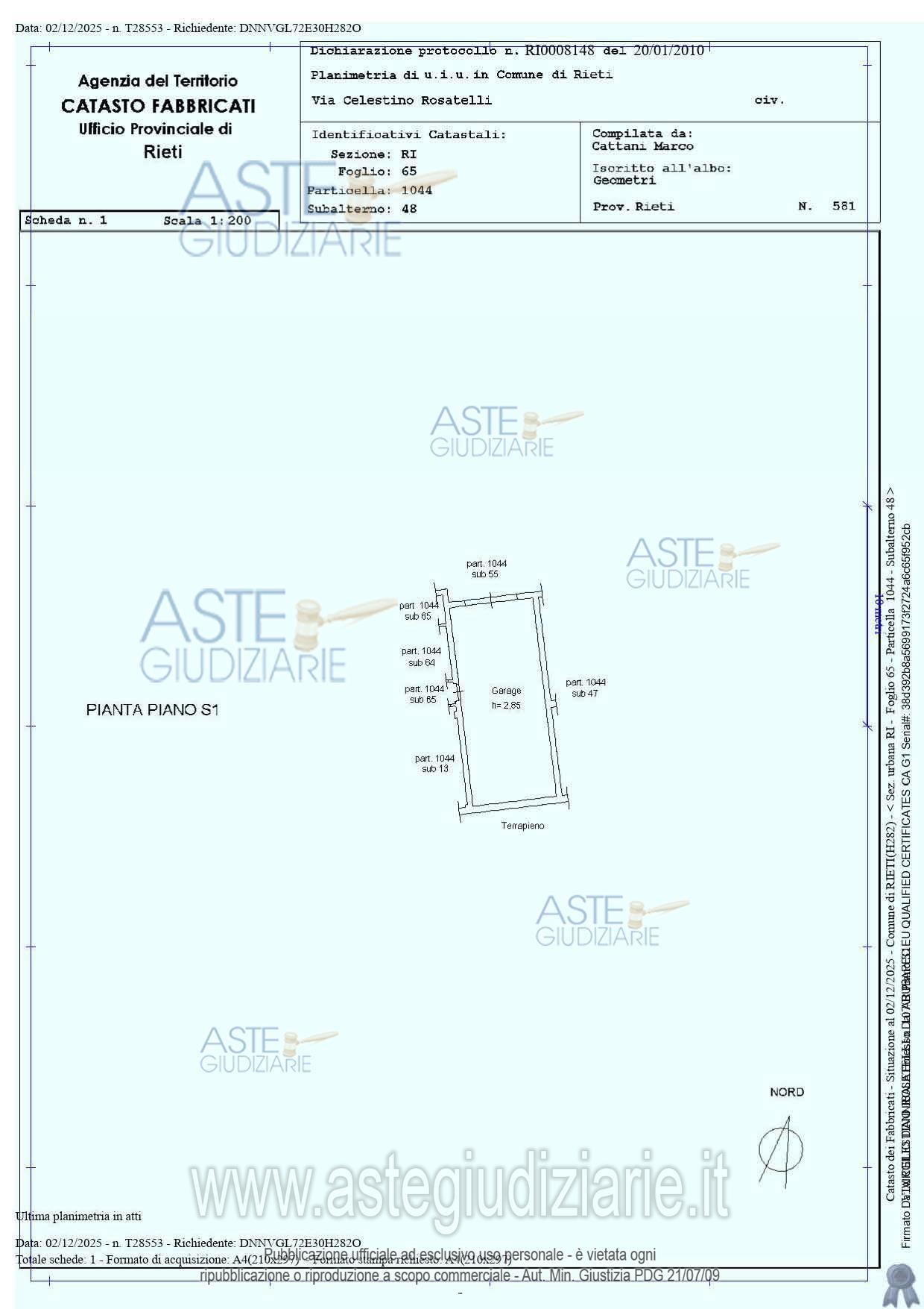 Planimetria del bene