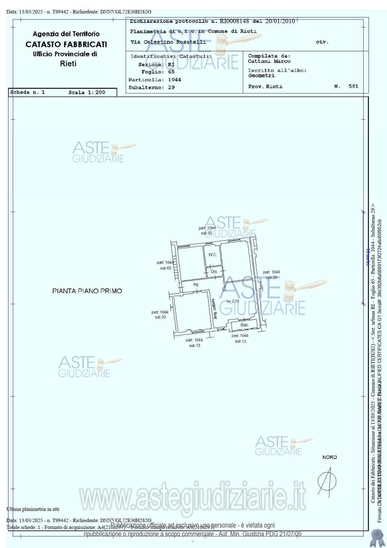 Planimetria del bene
