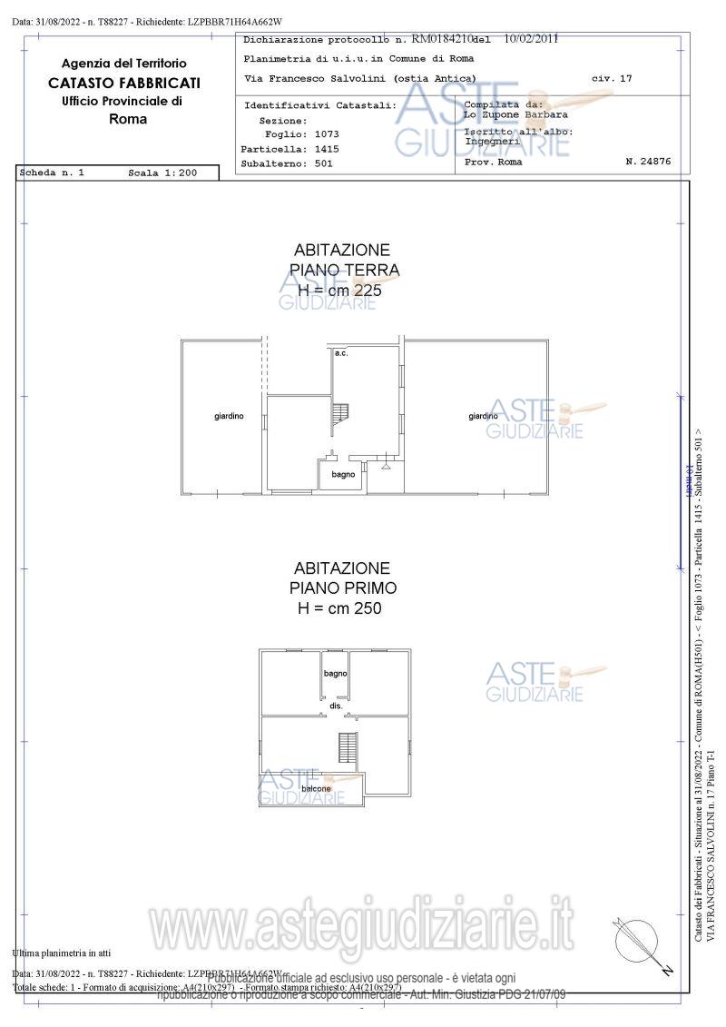 Planimetria del bene