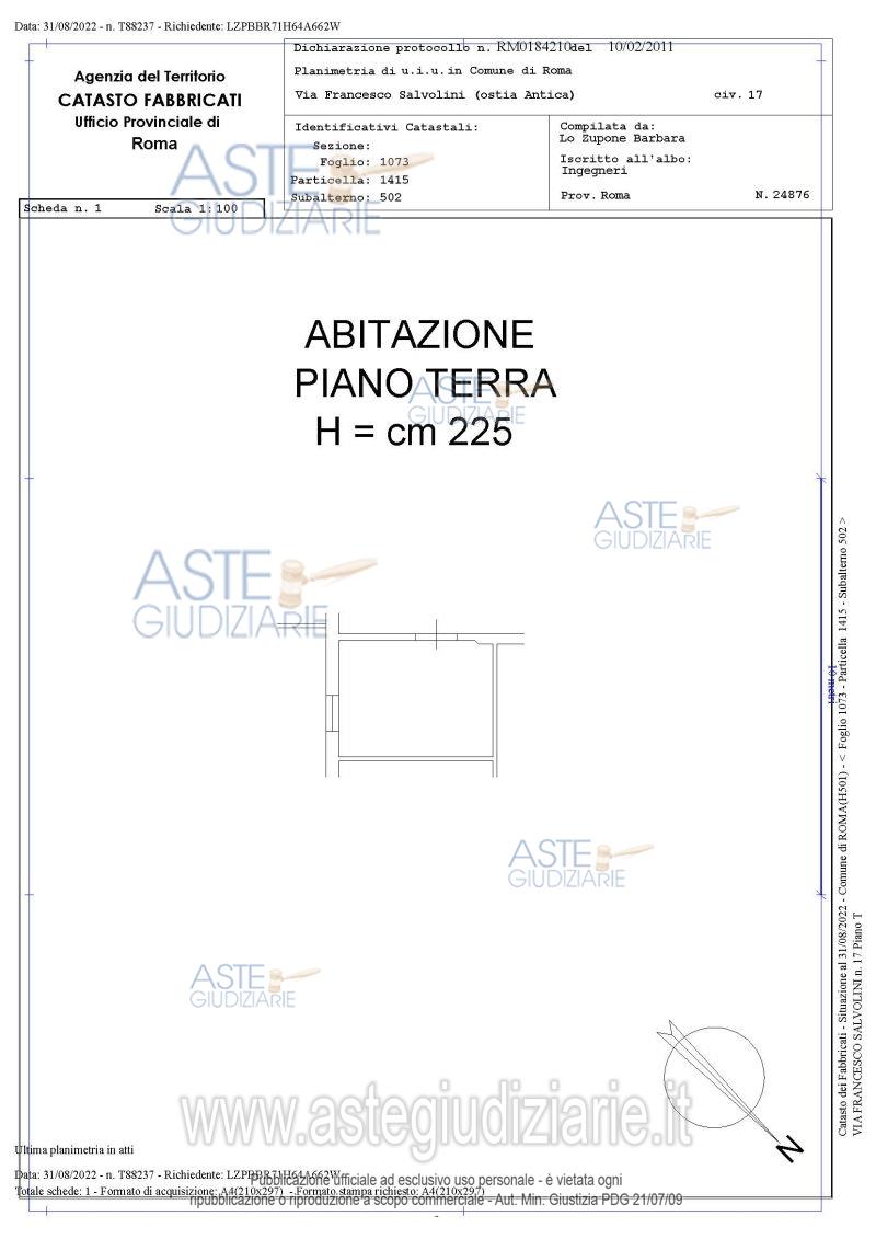 Planimetria del bene