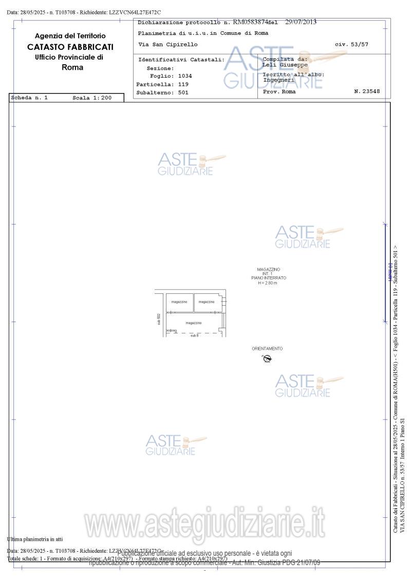 Planimetria del bene