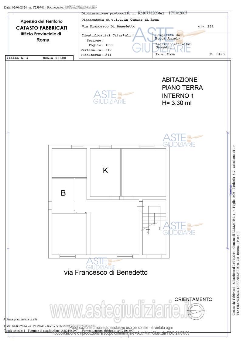 Planimetria del bene