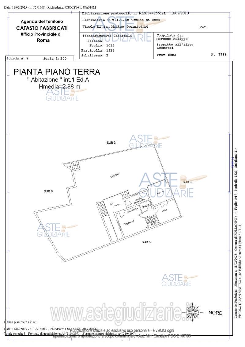 Planimetria del bene