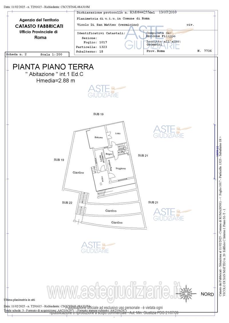 Planimetria del bene