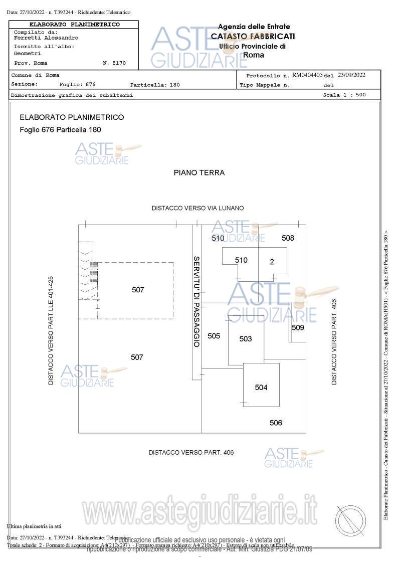Planimetria del bene