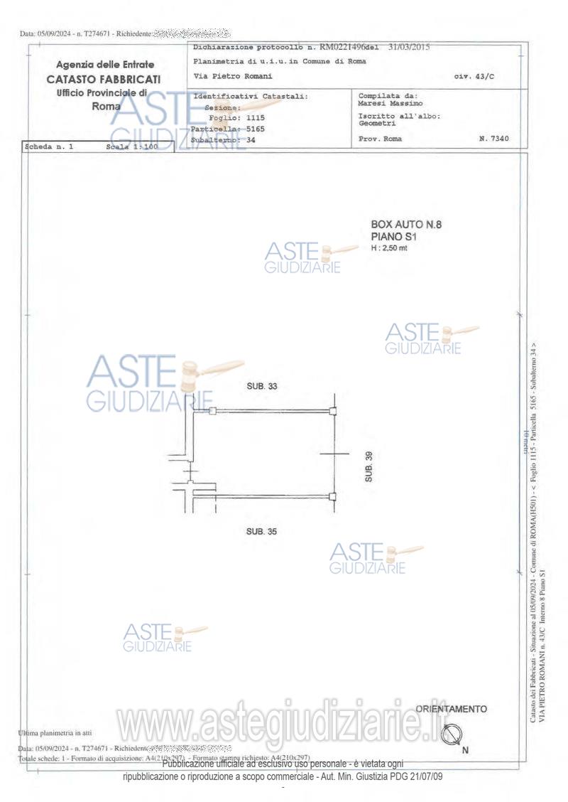 Planimetria del bene