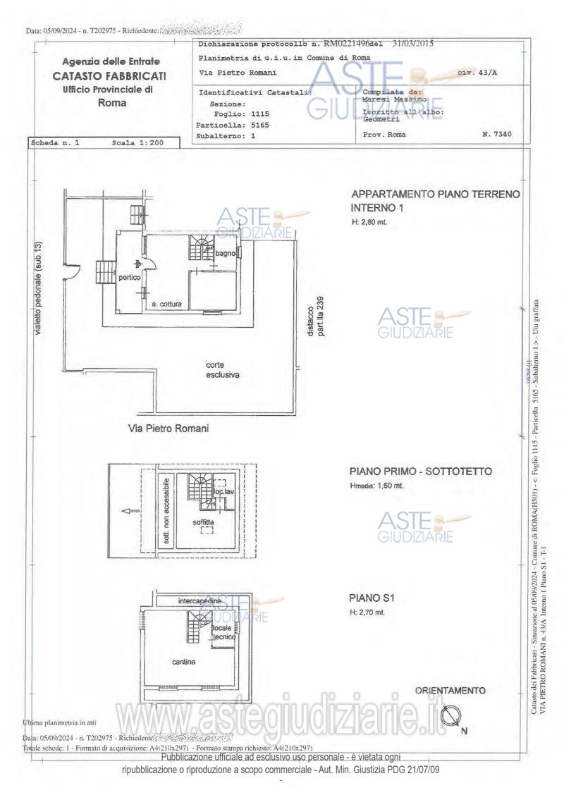 Planimetria del bene