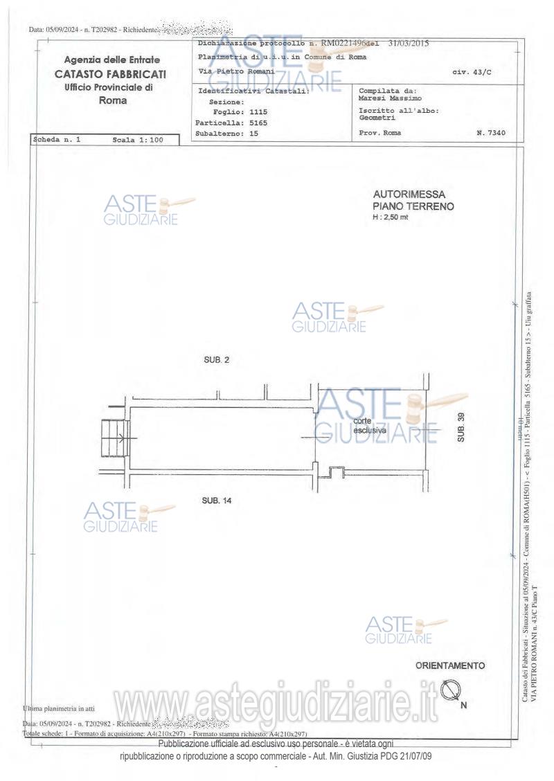 Planimetria del bene