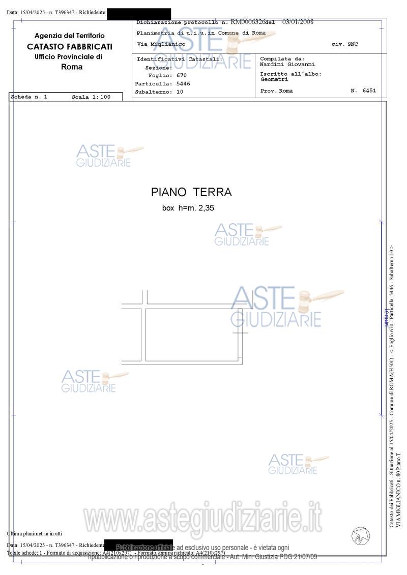 Planimetria del bene