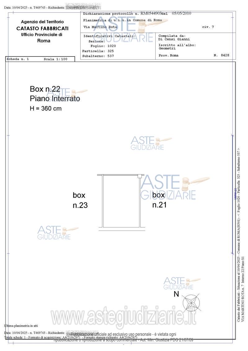 Planimetria del bene