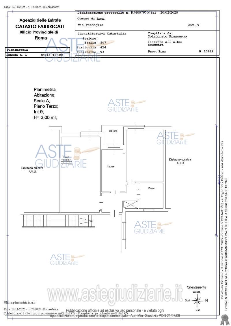 Planimetria del bene