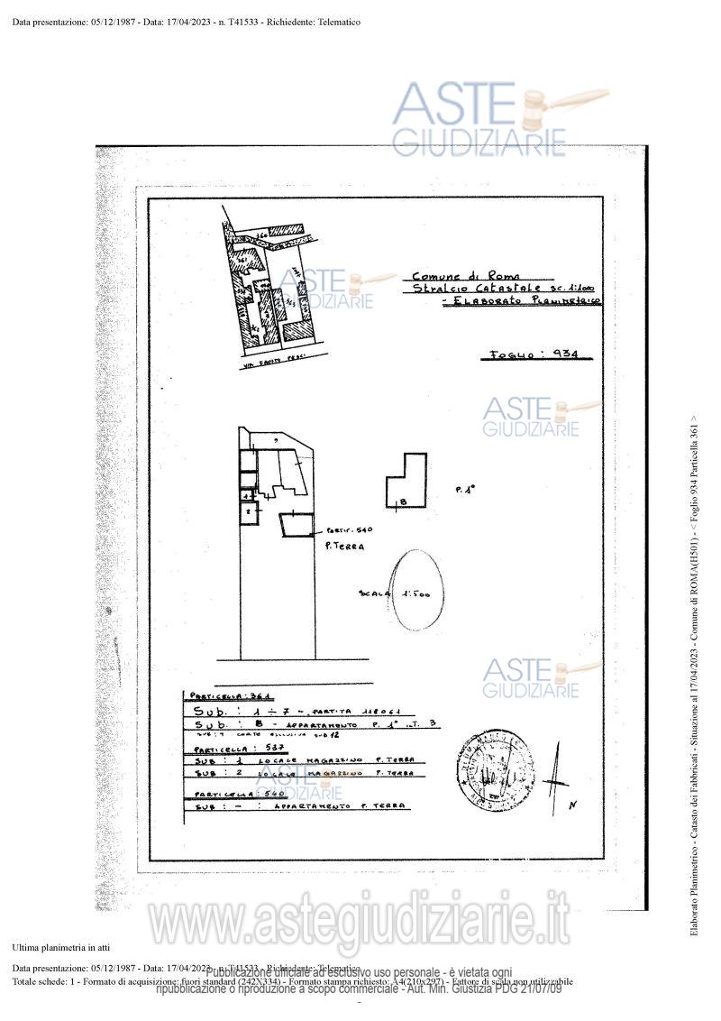 Planimetria del bene