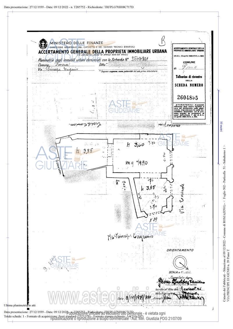 Planimetria del bene