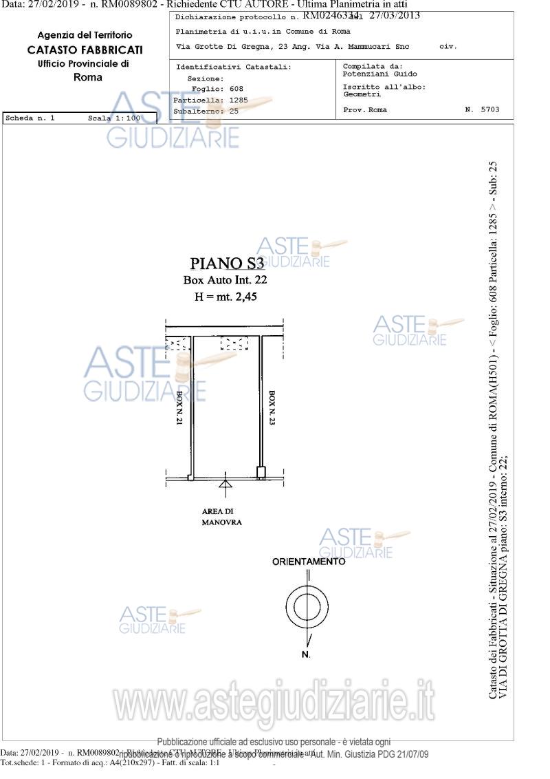 Planimetria del bene