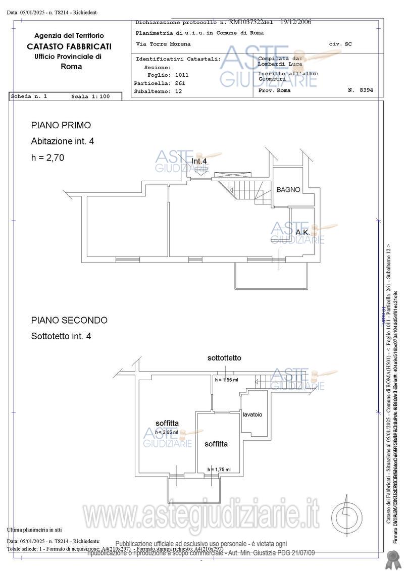 Planimetria del bene