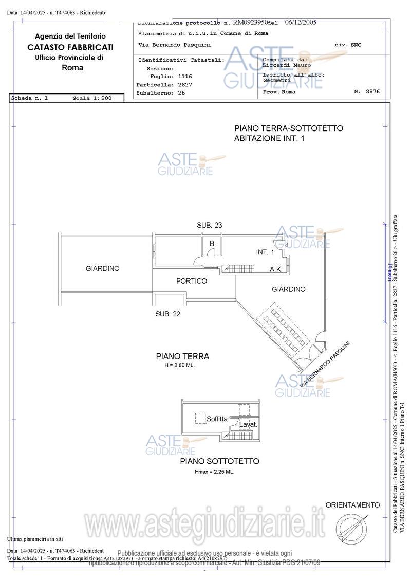 Planimetria del bene
