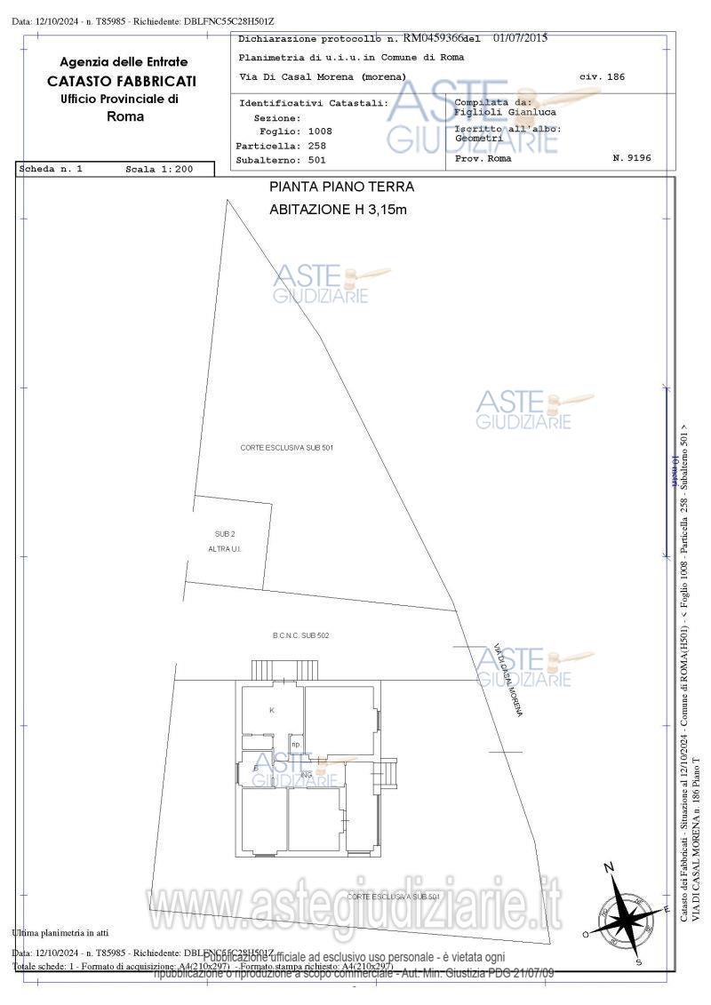 Planimetria del bene