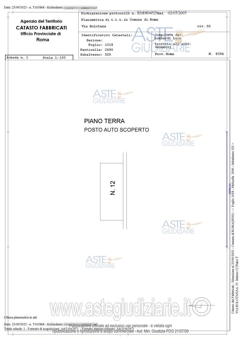 Planimetria del bene