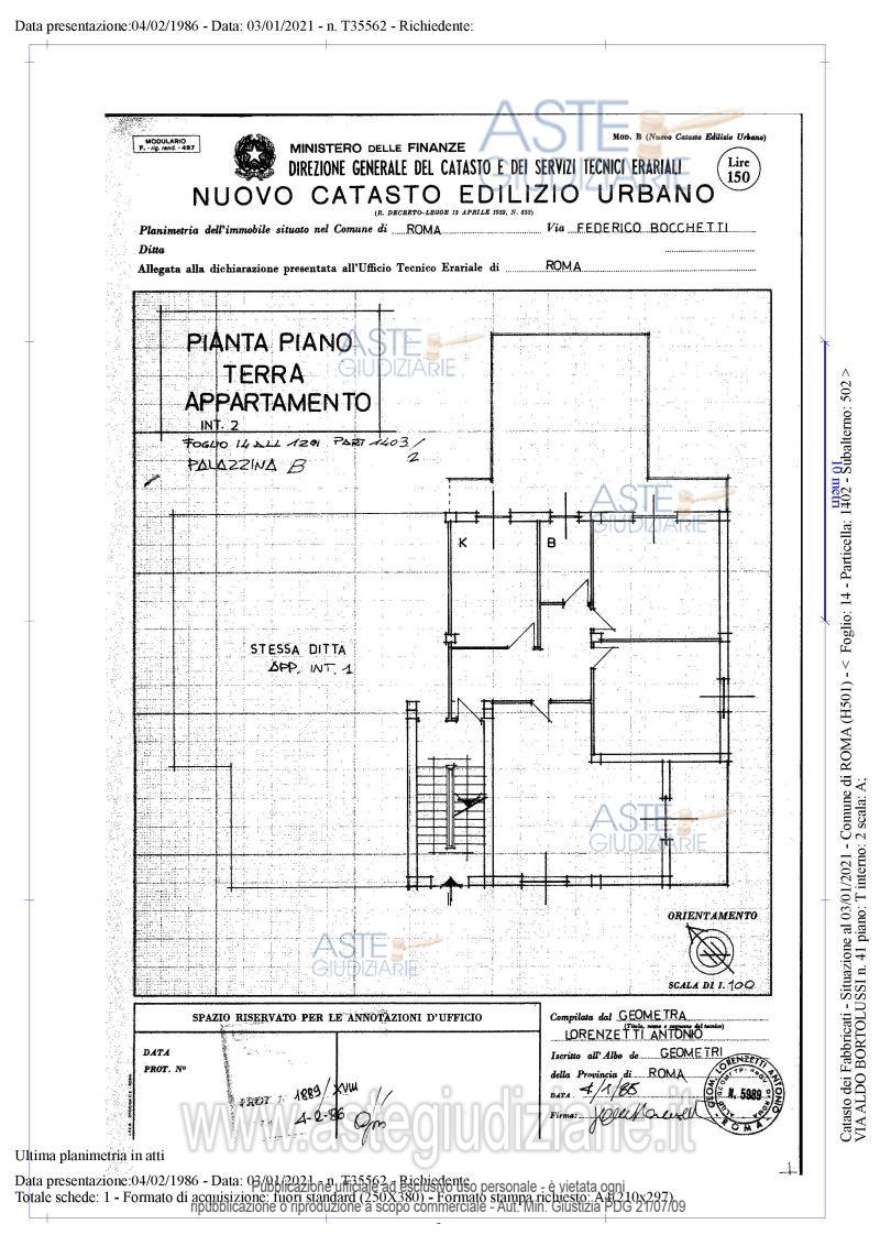 Planimetria del bene