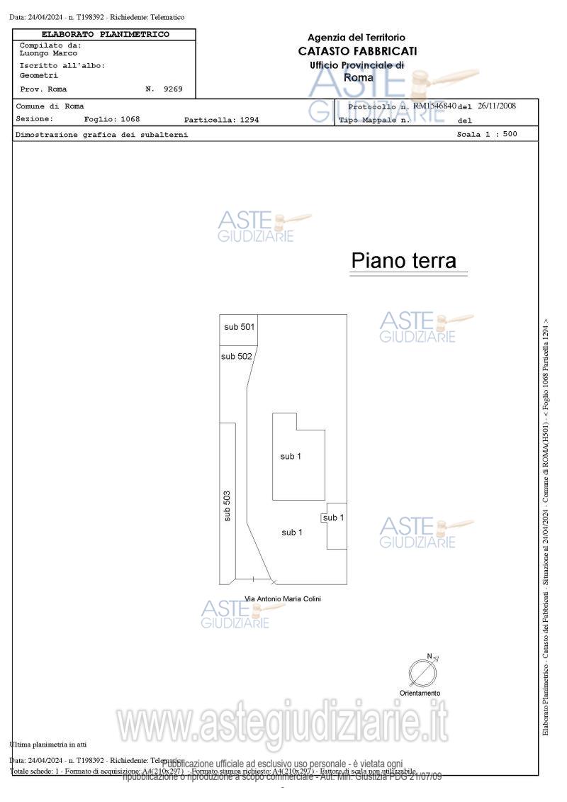 Planimetria del bene