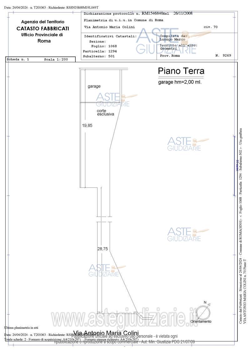 Planimetria del bene